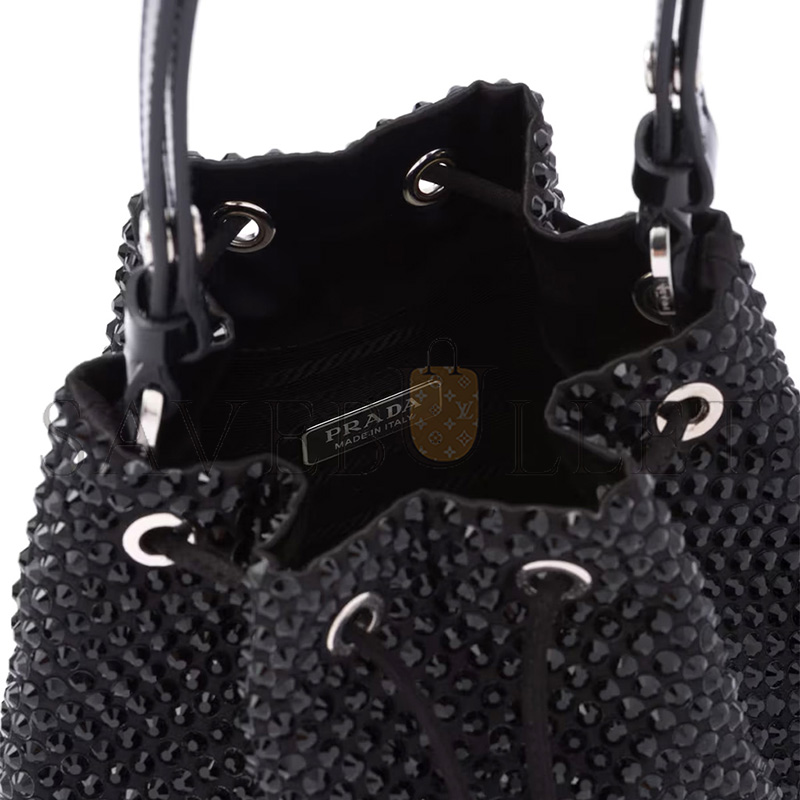 Pra*a satin mini-bag with crystals 1be067 (19.5*15.5*10cm)